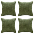 Home Brilliant Set of 4 Green Pillow Covers 18x18 Farmhouse Lined Linen Pillow Covers Square Cushion Covers 45cm for Couch Sofa 