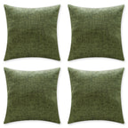 Home Brilliant Set of 4 Green Pillow Covers 18x18 Farmhouse Lined Linen Pillow Covers Square Cushion Covers 45cm for Couch Sofa 