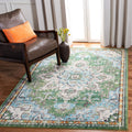 SAFAVIEH Madison Collection Accent Rug - 4 x 6, Green & Turquoise, Medallion Distressed Design, Non-Shedding & Easy Care, Idea