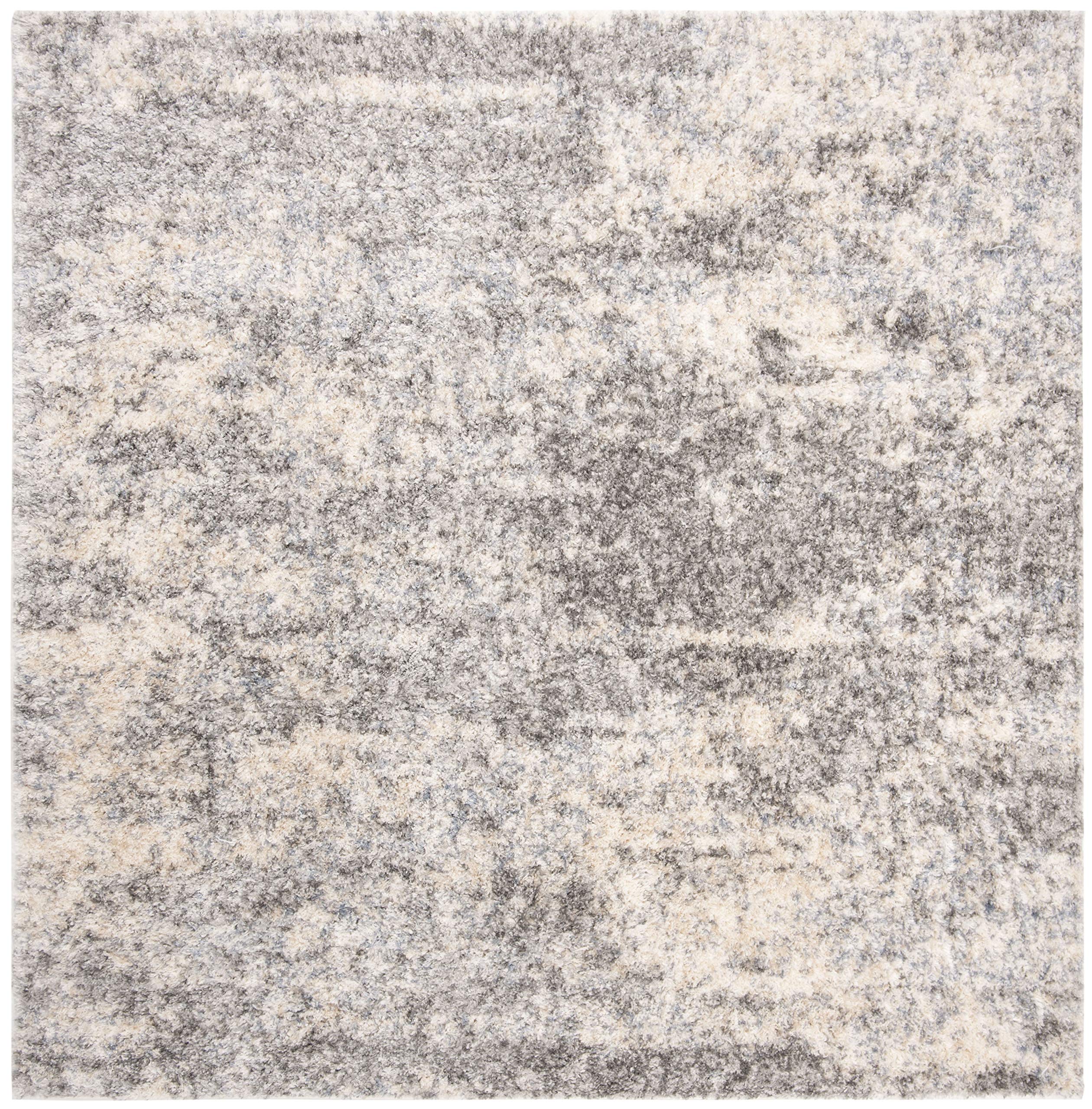 Safavieh Berber Shag Collection 2' X 2' Square Grey / Cream Ber219G Modern Abstract Non-Shedding Living Room Bedroom Dining Room