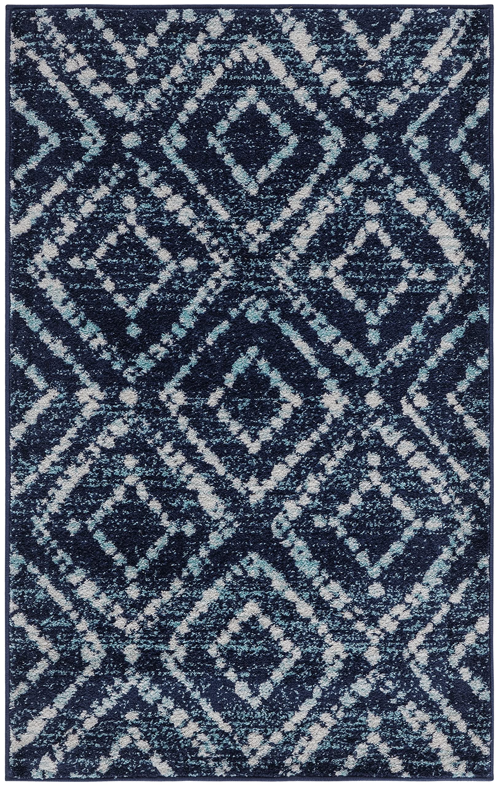 SAFAVIEH Adirondack Collection Accent Rug - 26 x 4, Navy & Ivory, Modern Distressed Design, Non-Shedding & Easy Care, Ideal fo