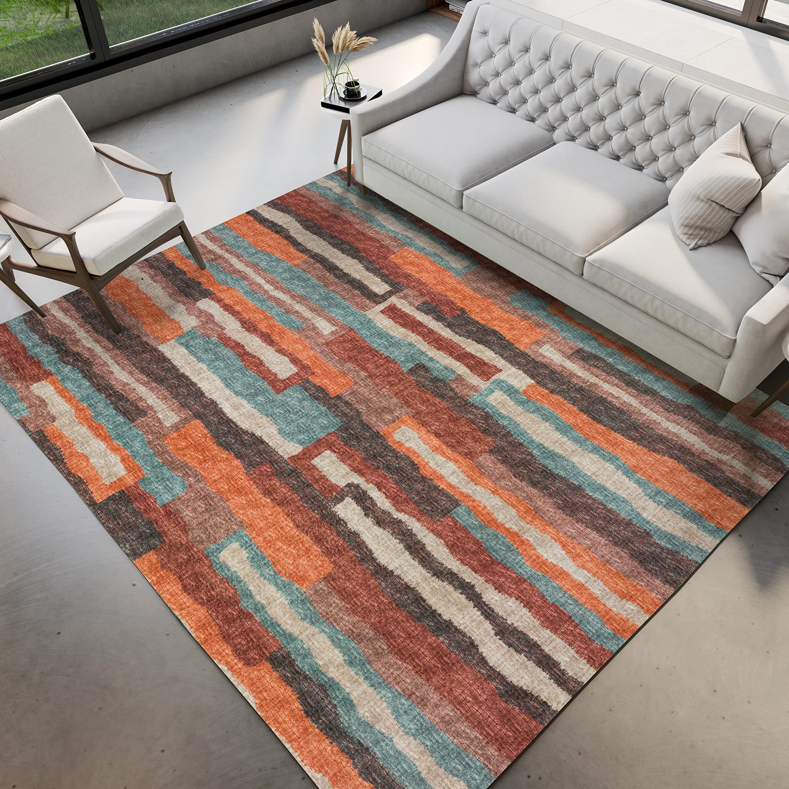 Dalyn Rugs Brisbane Br7 Bold Retro Stiped Canyon 5' X 7'6&quot;