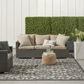 Nourison Aloha Indoor/Outdoor Grey/Charcoal 9'6' X 13' Area Rug, Transitional, French Country, Easy Cleaning, Non Shedding, Bed