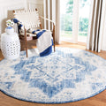 SAFAVIEH Brentwood Collection Area Rug - 11 Round, Ivory & Navy, Medallion Distressed Design, Non-Shedding & Easy Care, Ideal f