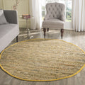 SAFAVIEH Rag Rug Collection 4 Round Yellow / Multi RAR121H Handmade Boho Stripe Cotton Area Rug