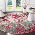 SAFAVIEH Monaco Collection 67 Round Grey/Fuchsia MNC225R Boho Chic Abstract Watercolor Non-Shedding Dining Room Entryway Foyer 
