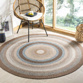 SAFAVIEH Braided Collection Area Rug - 7 Round, Brown & Multi, Handmade, Indoor/Outdoor & Washable, Ideal for Patio, Backyard, 