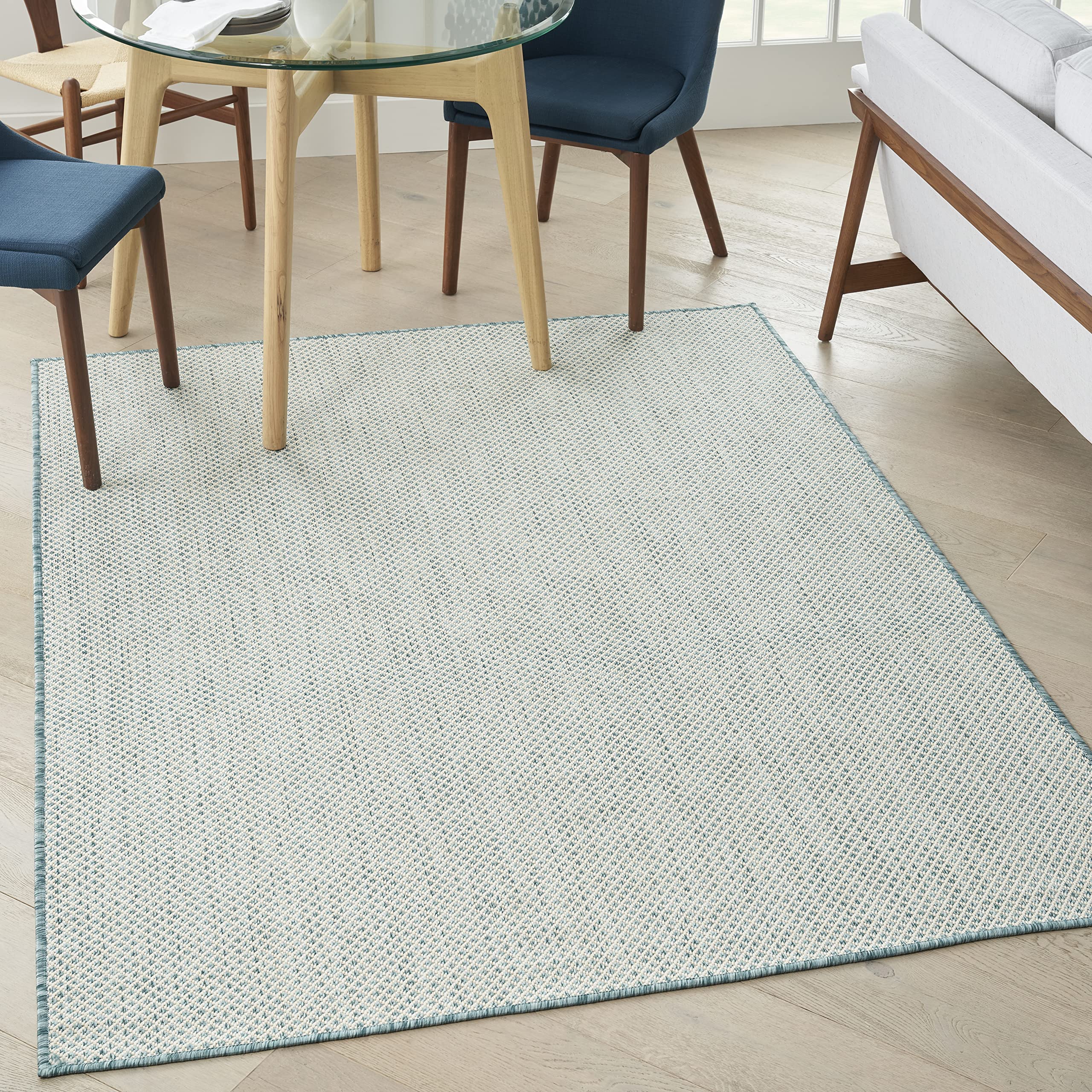 Nourison Courtyard 48' X 72' Fabric Indoor/Outdoor Rug In Ivory Aqua