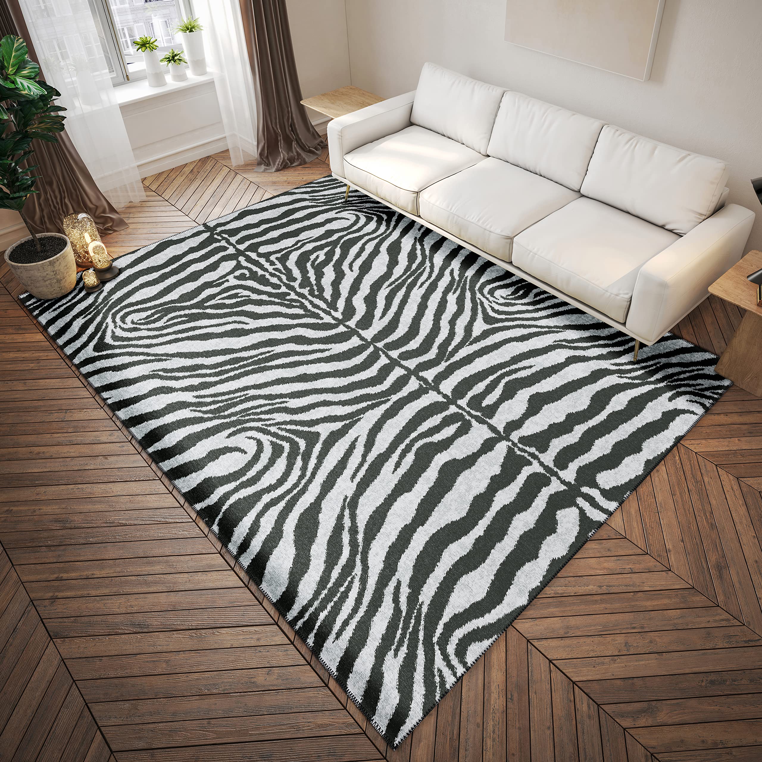 Addison Rugs Safari Asf31 Grey Washable 5' X 7'6" Indoor Outdoor Area Rug, Easy Clean, Machine Washable, Non Shedding, Bedroom, Entry, Living Room, Dining Room, Kitchen, Patio Rug