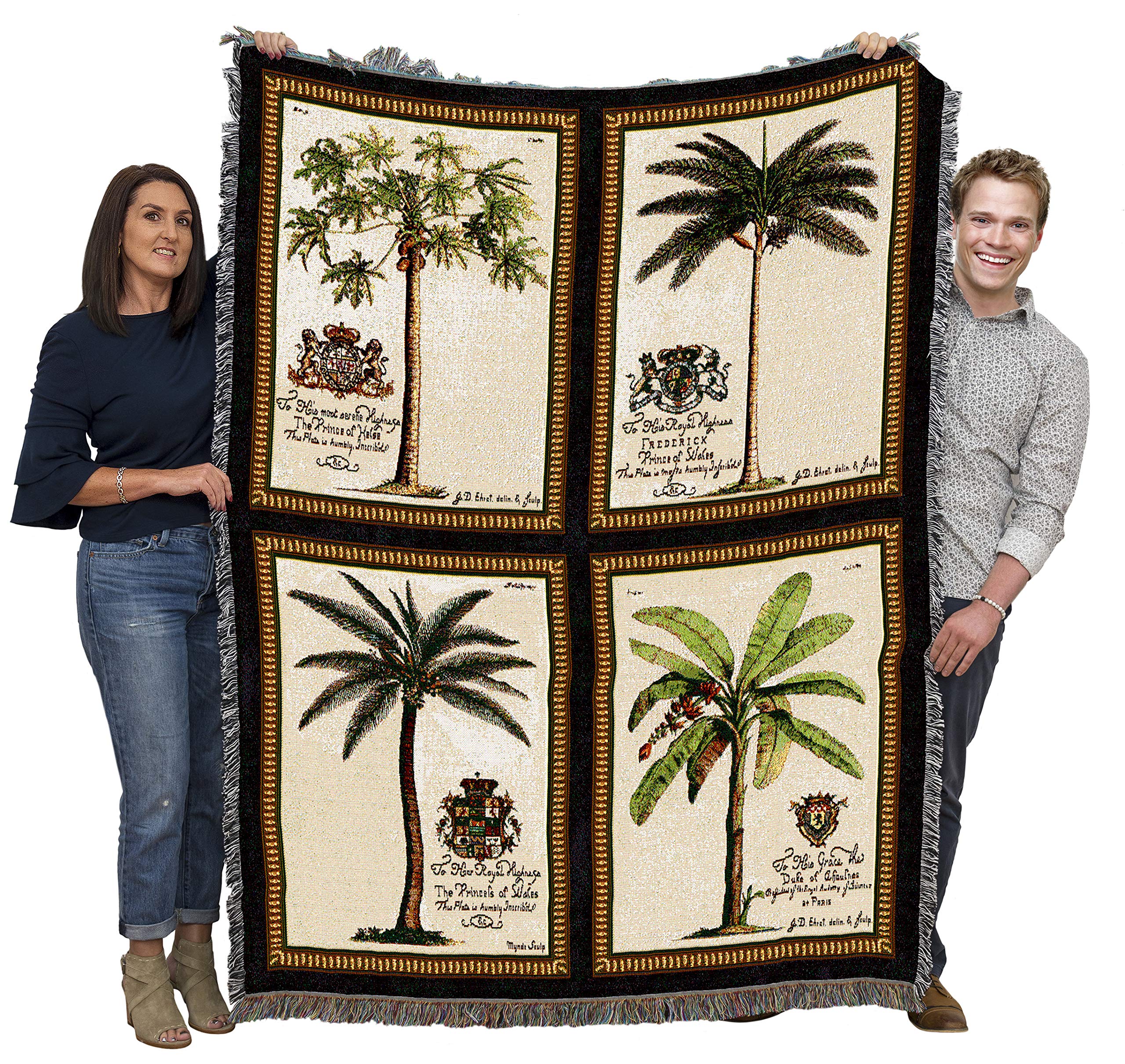 Pure Country Weavers Royal Colonial Palms Blanket - Gift Tapestry Throw Woven From Cotton - Made In The Usa (72X54)