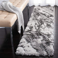 SAFAVIEH Horizon Shag Collection Runner Rug - 2 x 15, Grey & Ivory, Modern Abstract Design, Plush 2.5-inch Thick, Ideal for Hi
