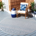 Safavieh Courtyard Collection 5'3' Round Blue/Navy Cy8235 Indoor/ Outside Waterproof Easy Cleansingpatio Backyard Mudroom Area Mat