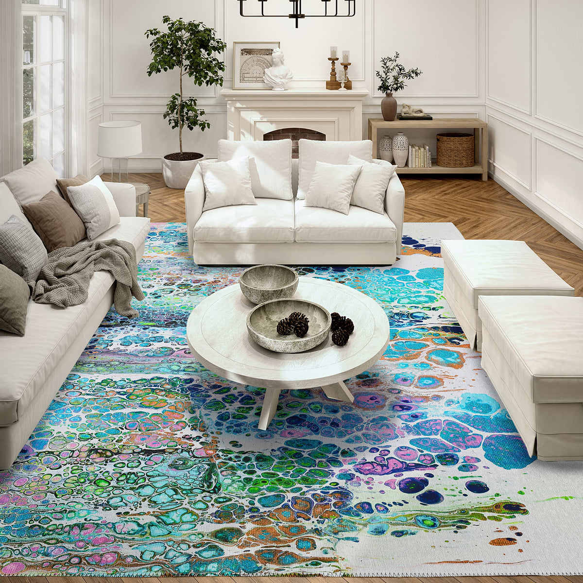 Addison Rugs Karina Akc50 Mermaid 3' X 5' Indoor Outdoor Area Rug, Easy Clean, Machine Washable, Non Shedding, Bedroom, Entry, Living Room, Dining Room, Kitchen, Patio Rug
