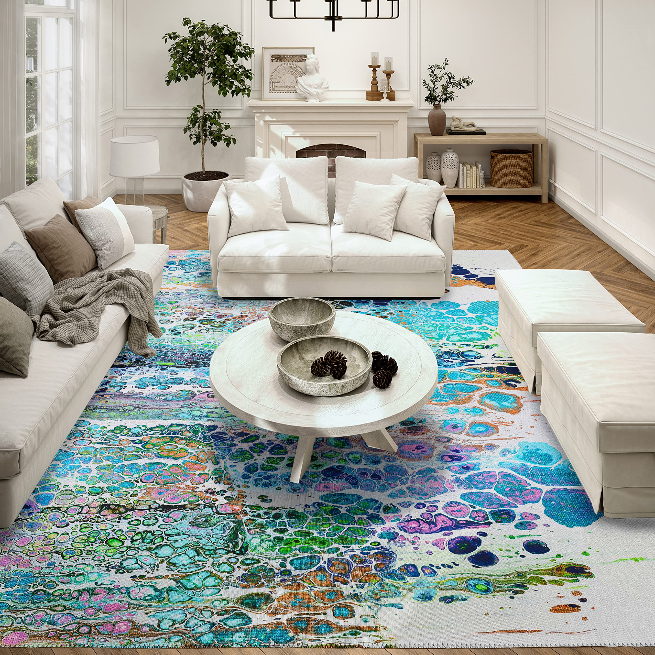 Addison Rugs Karina Akc50 Mermaid 3' X 5' Indoor Outdoor Area Rug, Easy Clean, Machine Washable, Non Shedding, Bedroom, Entry, Living Room, Dining Room, Kitchen, Patio Rug