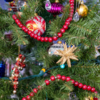 Ornativity Wooden Christmas Garland Decorations - Rustic Wood Beaded Christmas Tree Decorations Garland Bead Strand Xmas Holiday