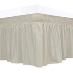 Biscaynebay Wrap Around Bed Skirts For Queen Beds With 18' Drop, Camel Grey Adjustable Elastic Dust Ruffles Easy Fit Wrinkle Re
