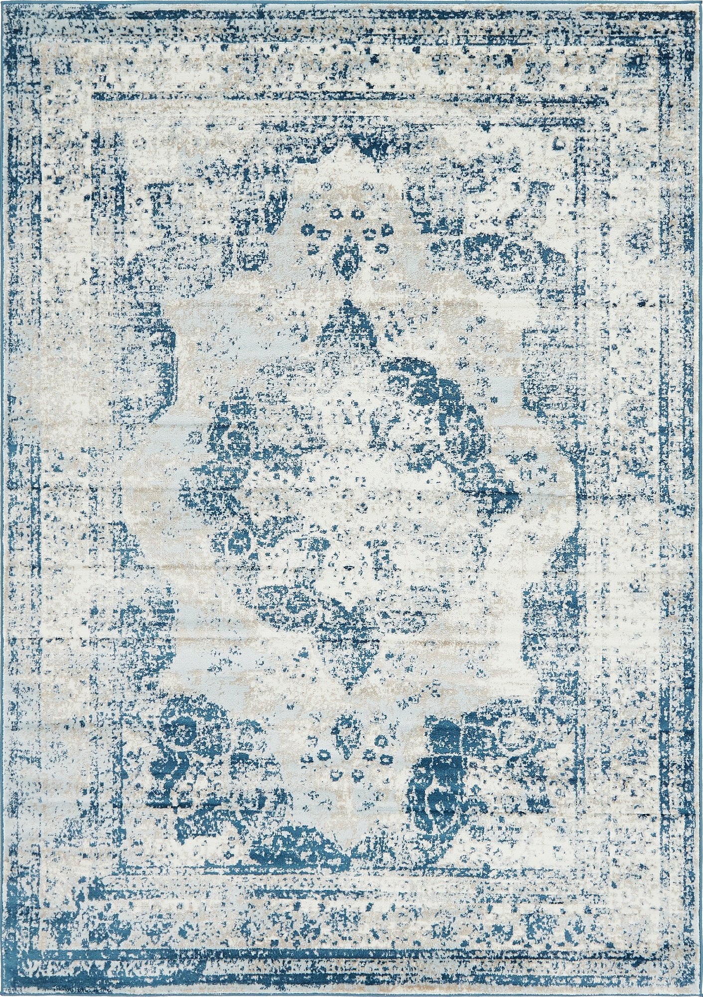 Unique Loom Sofia Collection Area Rug - Salle Garnier (7 1 x 10 Rectangle, Blue/ Ivory)