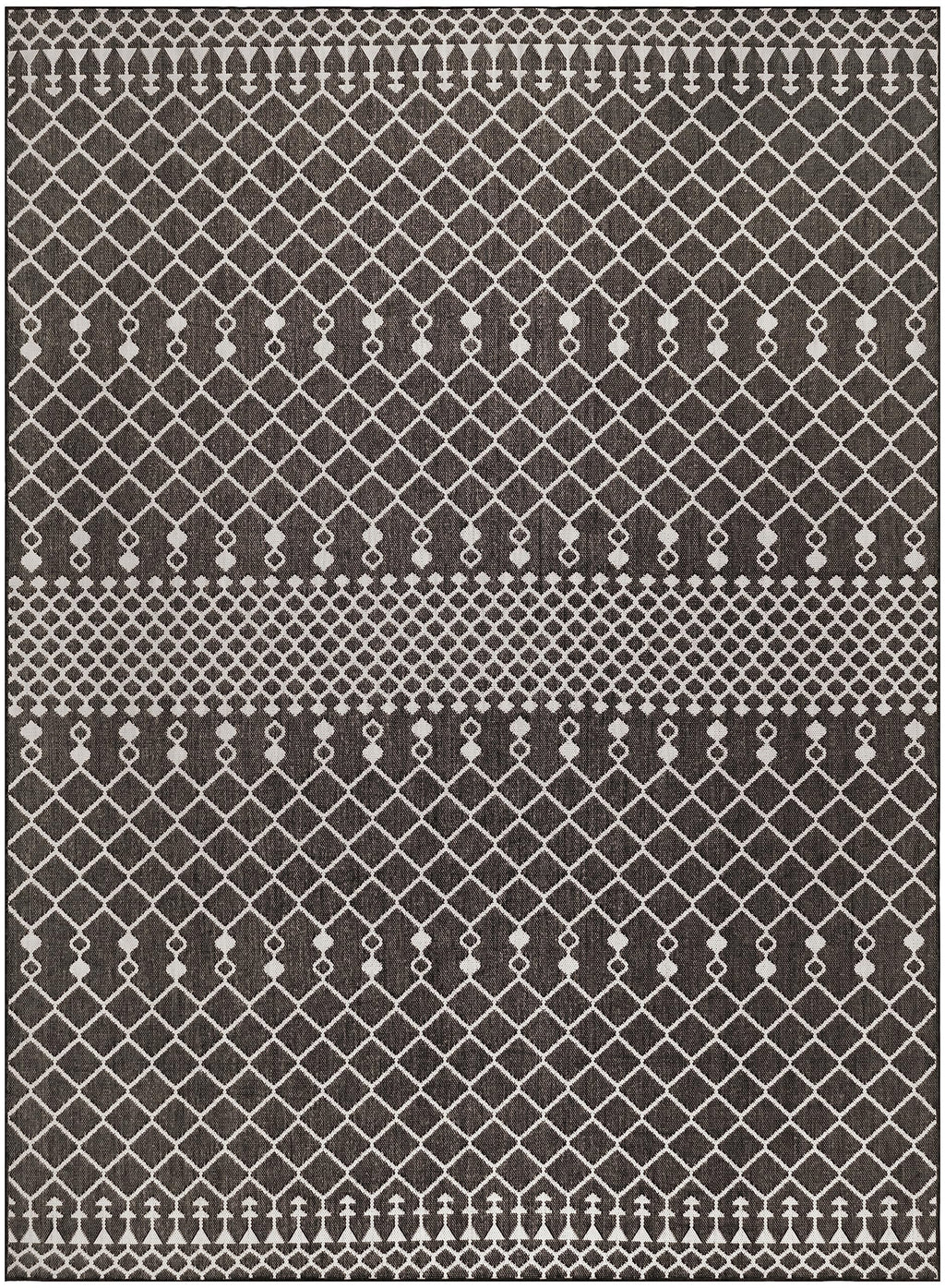 Nourison Positano Indoor/Outdoor Black 8' X 10' Area Rug, Easy Cleaning, Non Shedding, Bed Room, Living Room, Dining Room, Backyard, Deck, Patio (8X10)