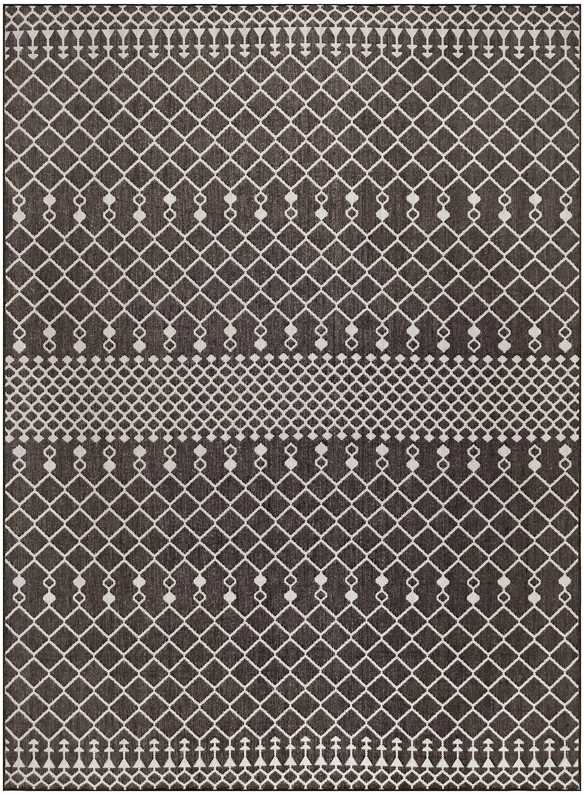 Nourison Positano Indoor/Outdoor Black 8' X 10' Area Rug, Easy Cleaning, Non Shedding, Bed Room, Living Room, Dining Room, Backyard, Deck, Patio (8X10)