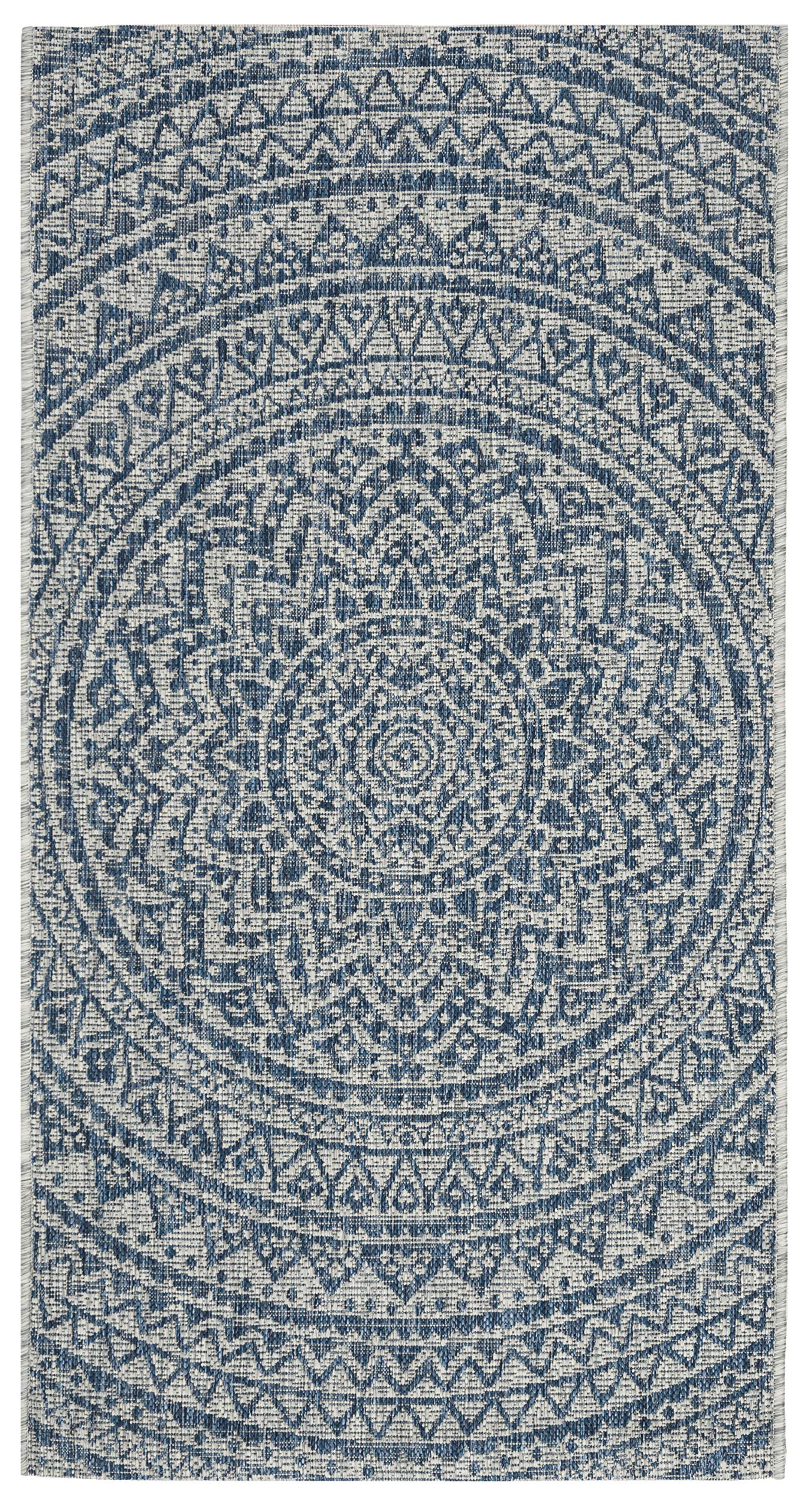 Safavieh Courtyard Collection Accent Rug - 2'3' X 5', Light Grey & Blue, Non-Shedding & Easy Care, Indoor/Outdoor & Washable-Ideal For Patio, Backyard, Mudroom (Cy8734-36812)