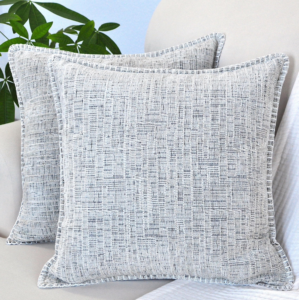 26X26 Pillow Covers Set Of 2 Cream White & Black, Extra Large Throw Pillow Covers For Couch Sofa Pillows, Soft Cozy Big Cushion