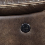 Madrona Burke Zoey Chocolate Brown 84" Power Sofa with Dual Recliners, Microsuede Upholstery, and USB Charging Station