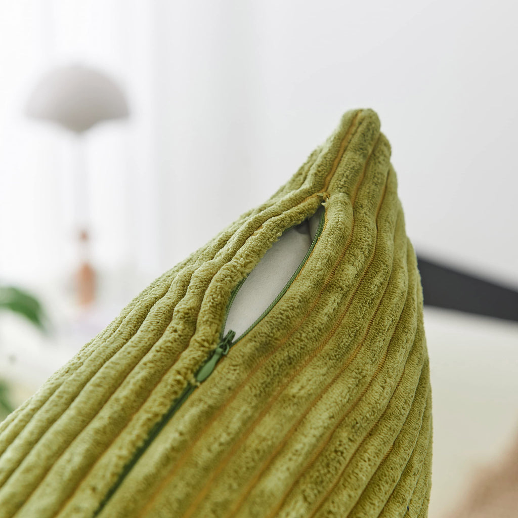 Home Brilliant Euro Pillows 26X26 Striped Textured Green Velvet Pillow Corduroy Decorative Europe Sham Summer Throw Pillow For C