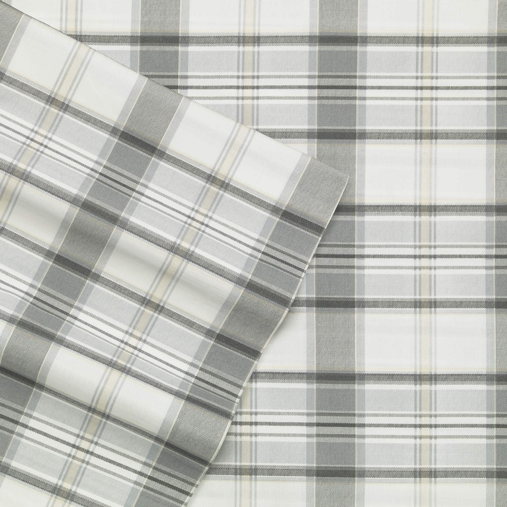 Eddie Bauer - King Sheets, Cotton Percale Bedding Set,4 Pcs, Crisp & Cool Home Decor (Chinook Grey, King)