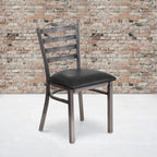 Flash Furniture Hercules Series Clear Coated Ladder Back Metal Restaurant Chair - Black Vinyl Seat