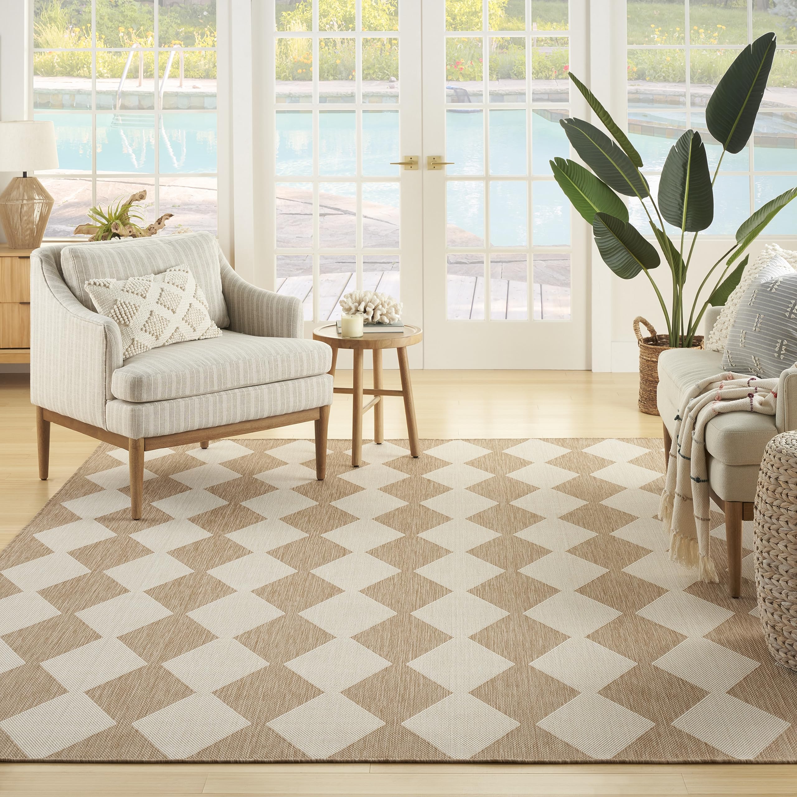 Nourison Positano Indoor/Outdoor Jute 5' X 7' Area Rug, Easy Cleaning, Non Shedding, Bed Room, Living Room, Dining Room, Backyard, Deck, Patio (5X7)