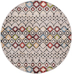 Safavieh Amsterdam Collection 12' Round Light Grey/Multi Ams108G Moroccan Boho Non-Shedding Entryway Foyer Living Room Bedroom K