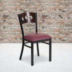 Flash Furniture HERCULES Series Black 3 Circle Back Metal Restaurant Chair - Walnut Wood Back, Burgundy Vinyl Seat