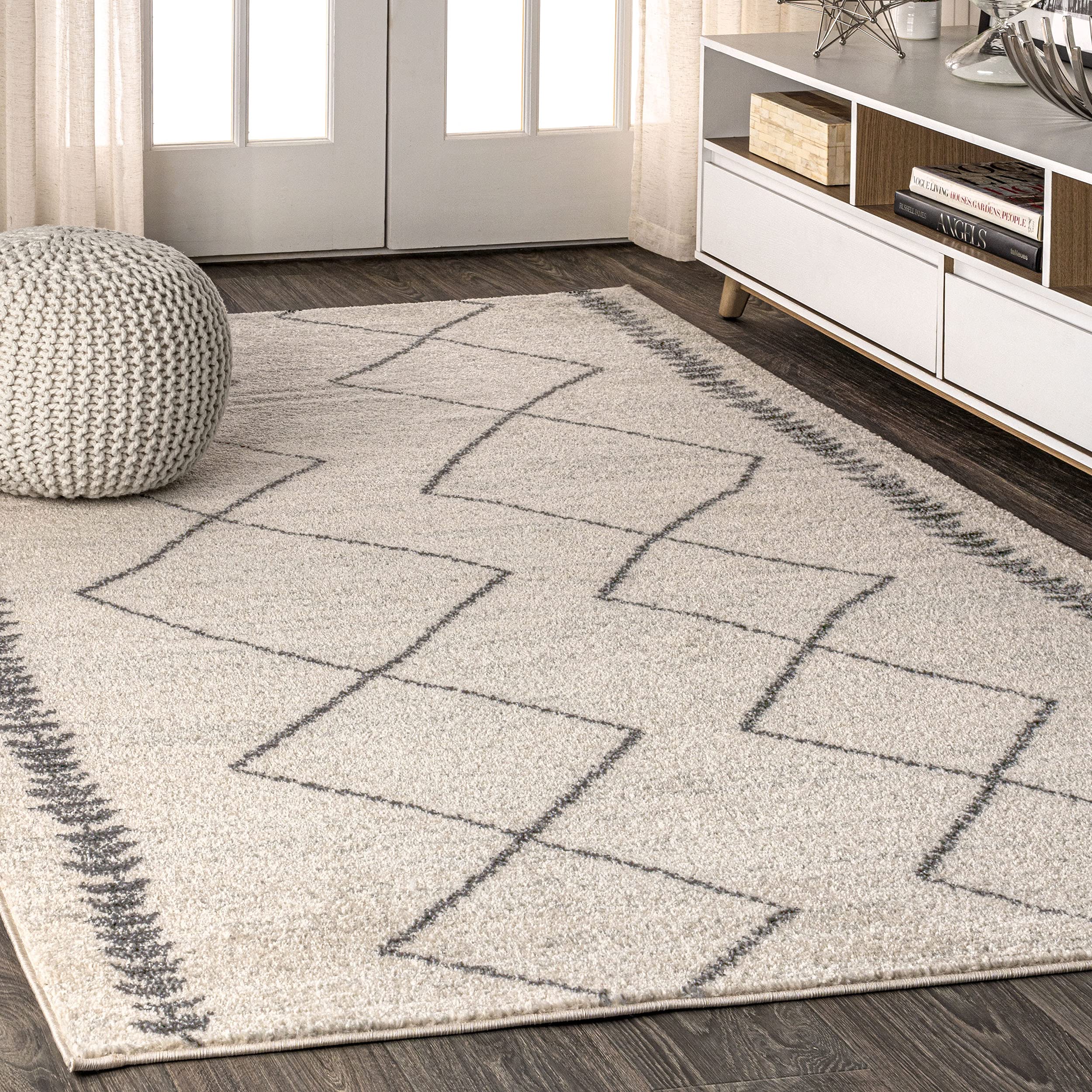 JONATHAN Y MOH203B-8 Zaina Moroccan Beni Souk Indoor Farmhouse Area-Rug Bohemian Minimalistic Geometric Easy-Cleaning Bedroom Ki