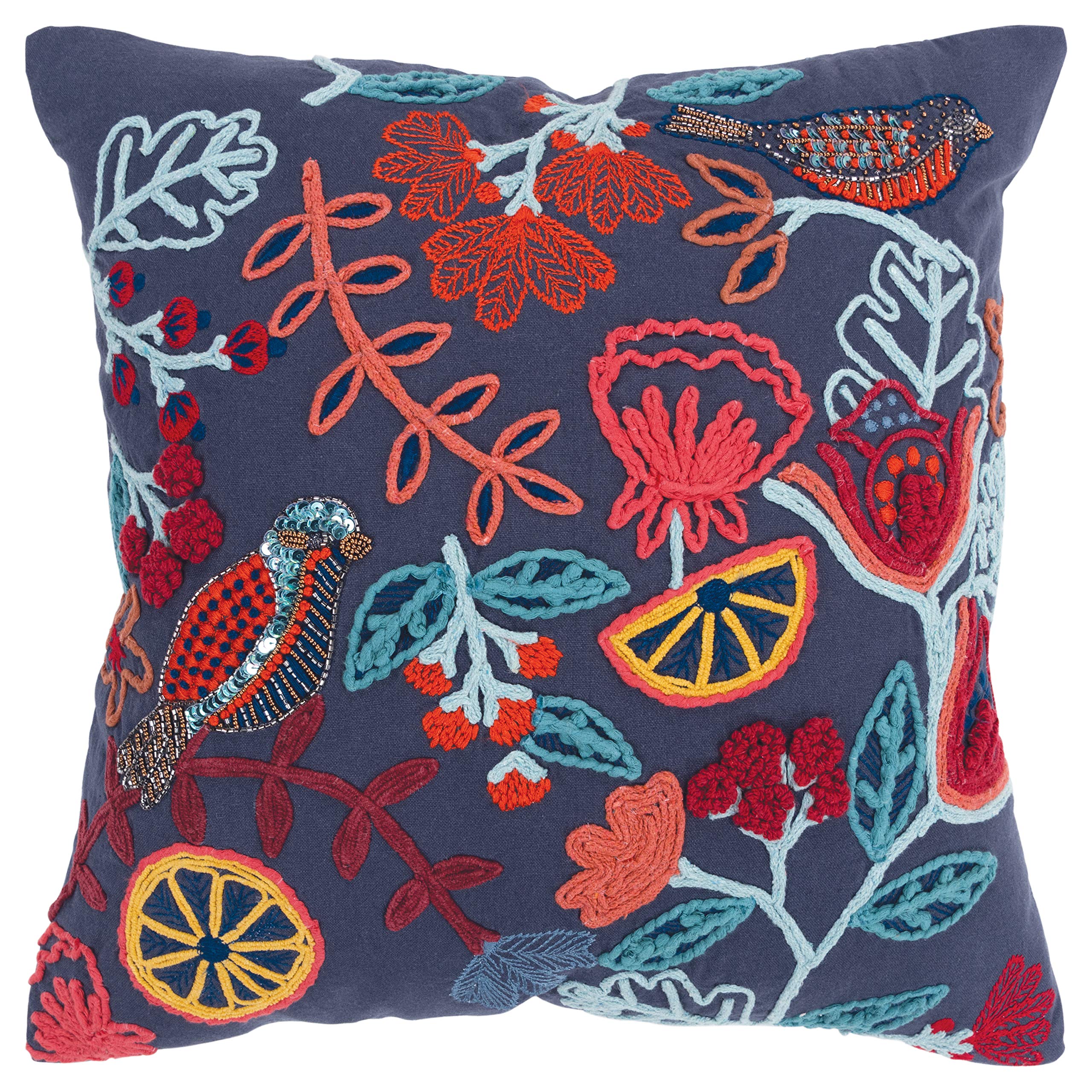Rizzy Home 20" x 20" Poly Filled Pillow with Cotton Cover-Dark Blue