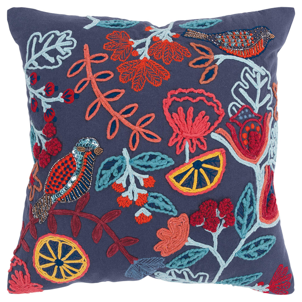 Rizzy Home 20" x 20" Down Filled Pillow with Cotton Cover-Dark Blue