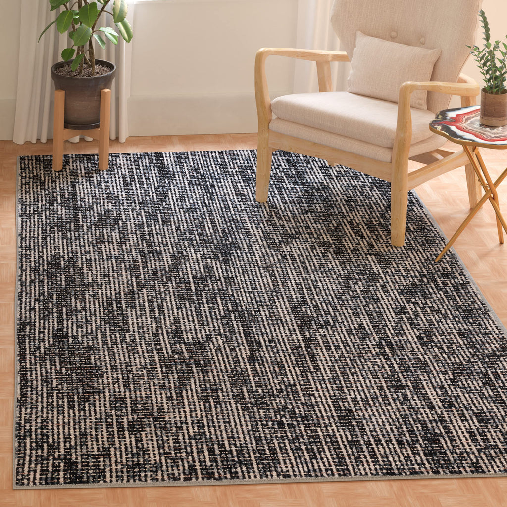 SAFAVIEH Abstract Collection Accent Rug - 4' x 6', Black & Grey, Handmade Wool, Ideal for High Traffic Areas in Entryway, Living
