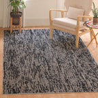 SAFAVIEH Abstract Collection Accent Rug - 4' x 6', Black & Grey, Handmade Wool, Ideal for High Traffic Areas in Entryway, Living