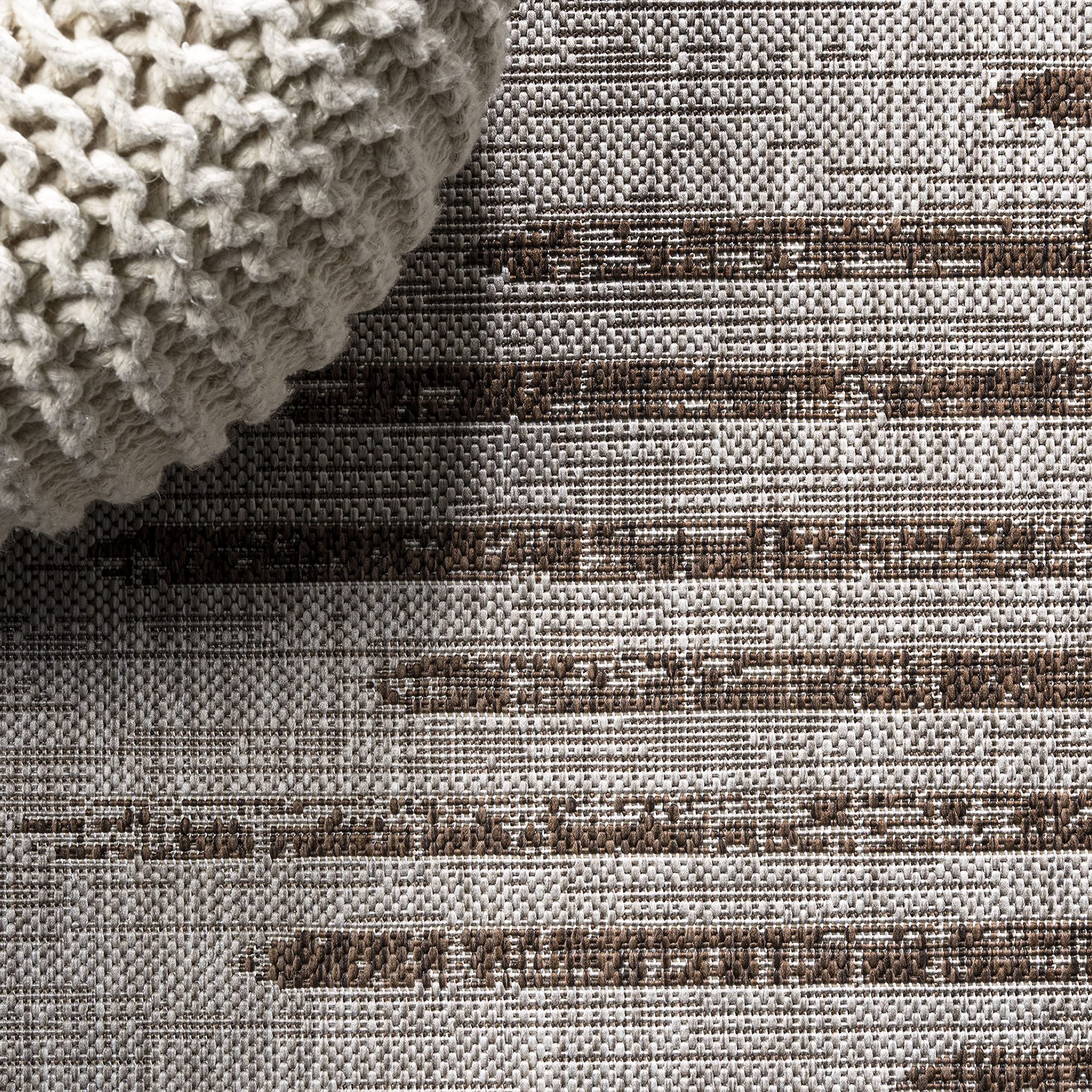 Jonathan Y Smb124A-28 Zolak Berber Stripe Geometric Indoor Outdoor Area-Rug Bohemian Contemporary Easy-Cleaning Bedroom Kitchen Backyard Patio Non Shedding, 2 X 8, Beige/Brown