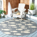 Safavieh Courtyard Collection 5'3' Round Dark Grey/Beige Cy6012 Indoor/ Outdoor Waterproof Easy Cleaning Patio Backyard Mudroom