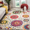 SAFAVIEH Monaco Collection Accent Rug - 3 x 5, Ivory & Multi, Boho Floral Design, Non-Shedding & Easy Care, Ideal for High Tra