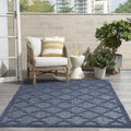 Nourison Easy Care Moroccan Navy Blue 5' X 7' Area -Rug, Trellis, Easy -Cleaning, Non Shedding, Bed Room, Living Room, Dining Room, Backyard, Deck, Patio (5X7)