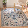 SAFAVIEH Madison Collection Accent Rug - 3 x 5, Ivory & Light Blue, Medallion Distressed Design, Non-Shedding & Easy Care, Ide
