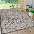 Jonathan Y Smb101D-4 Sinjuri Medallion Textured Weave Indoor/Outdoor Gray/Black 4 Ft. X 6 Ft. Area-Rug, Coastal,Easy-Cleaning,Forhightraffic,Kitchen,Livingroom,Backyard, Non Shedding