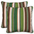 Honeycomb Outdoor Square Toss Pillow Cover Set, 18' W X 18' L, Stripe Pine Green Slipcover