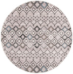 Safavieh Amsterdam Collection 3' Round Light Grey / Brown Ams108F Moroccan Boho Non-Shedding Dining Room Entryway Foyer Living R