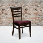 Flash Furniture HERCULES Series Ladder Back Walnut Wood Restaurant Chair - Burgundy Vinyl Seat