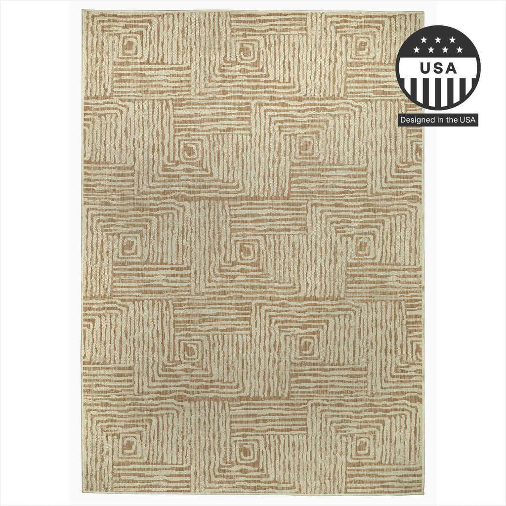 Fh Home Flat Woven Outdoor Rug - Waterproof, Easy To Clean, Stain Resistant - Premium Polypropylene Yarn - Modern Geometric - Pa