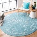 SAFAVIEH Tulum Collection 67 Round Turquoise/Ivory TUL268K Moroccan Boho Distressed Non-Shedding Dining Room Entryway Foyer Liv
