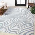 JONATHAN Y SCN103C-15 Maribo High-Low Abstract Groovy Striped Light Blue/Ivory 12 ft. x 15 ft. Indoor/Outdoor Area Rug, Pet Frie