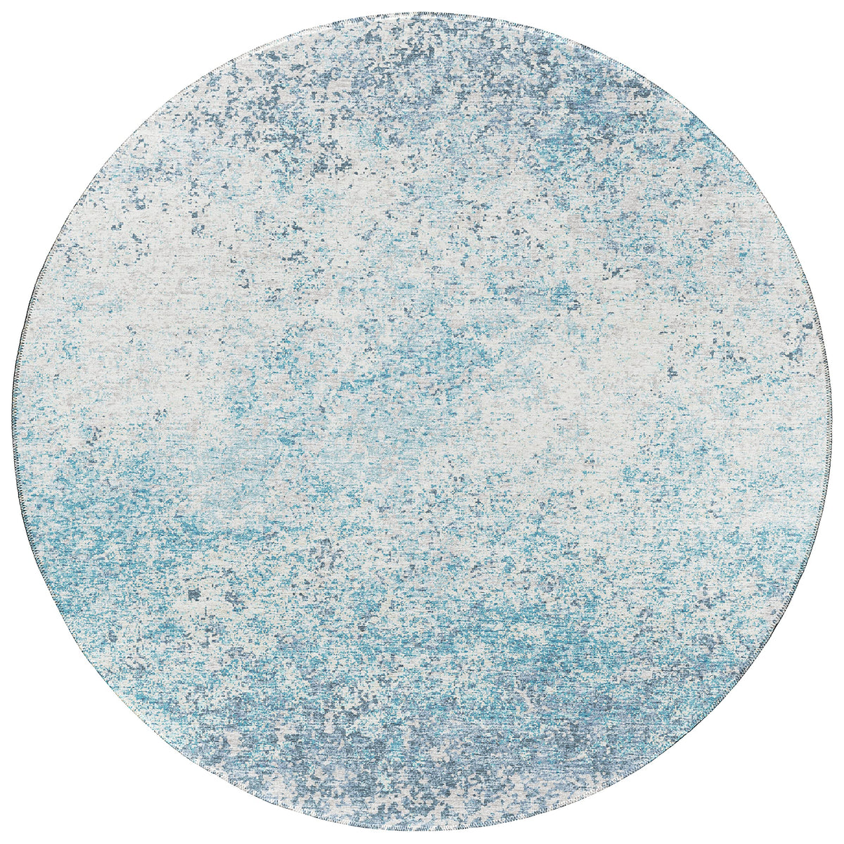 Addison Rugs Rylee Ary33 Blue Washable 8' X 8' Indoor Outdoor Round Rug, Easy Clean, Machine Washable, Non Shedding, Bedroom, Entry, Living Room, Dining Room, Kitchen, Patio Rug